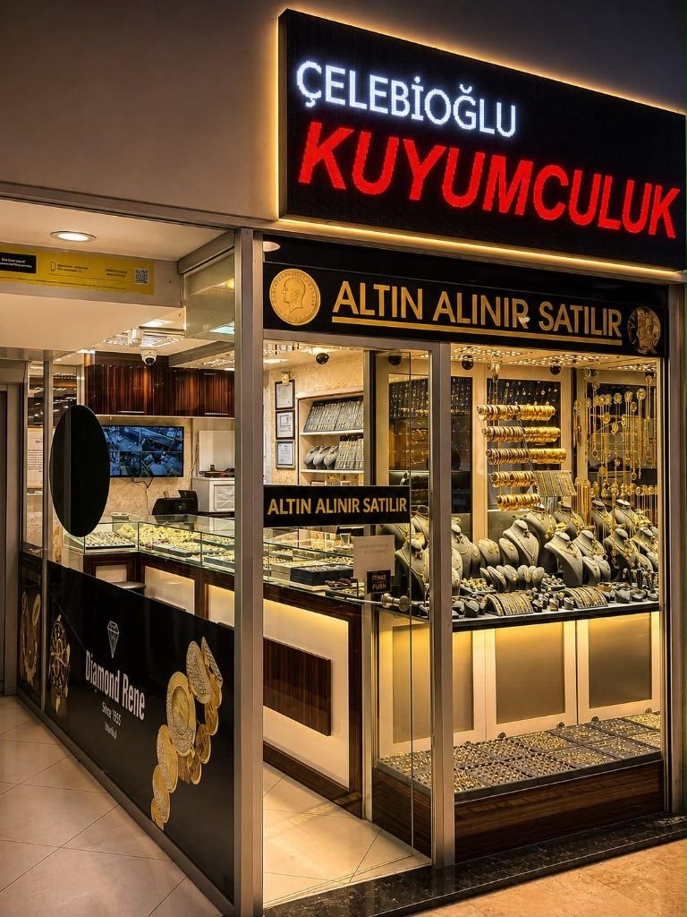 Çelebioğlu Kuyumculuk Perpa Ticaret Merkezi mağaza dış cephesi – altın alınır satılır